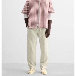 Zara NWT drawstring utility pants heavy cotton denim unisex size M